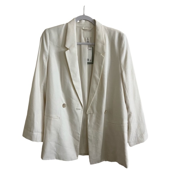 H&M Linen Cream Blazer NWT - Picture 2 of 6